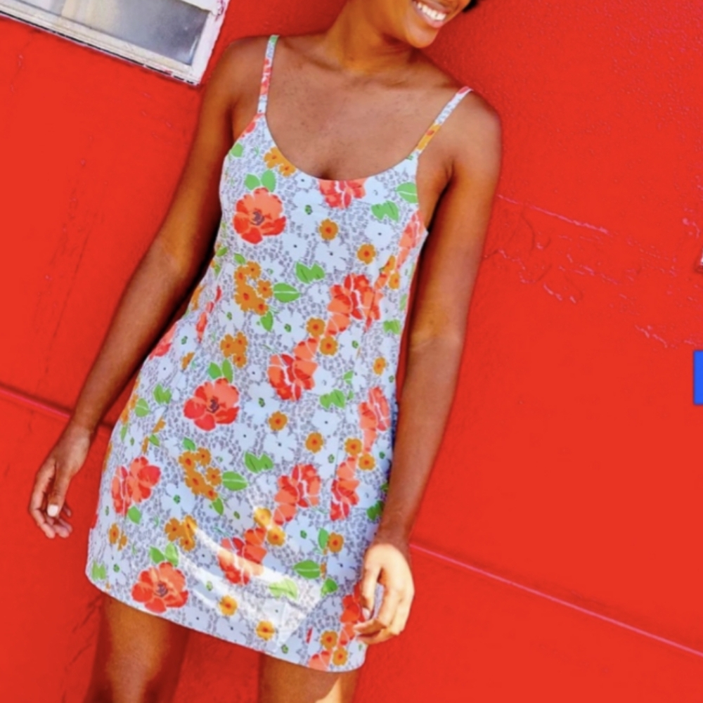 Toad & Co Sun kissed Sleeveless Skort Dress in Weathered Blue Print Size Large